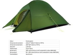 Cloud Up 3 Upgraded - Naturehike® - Tent 3 Persoons - Lichtgewicht Tent - Incl. Grondzeil - 20D 4000MM - Outdoor Kampeertent - Waterdicht - Hiking & Wandelen -Sport Buiten 1200x913