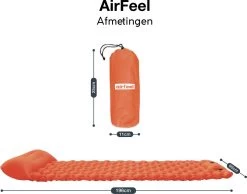 AirFeel Lichtgewicht Opsblaasbaar Slaapmatje - Ingebouwde Pomp En Kussen - 196 X 60 X 6 Cm - Orange -Sport Buiten 1200x943