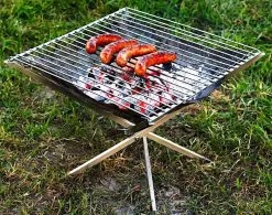 Firekorf + Grill + Spit : Opvouwbare Vuurkorf / Vuurschaal Met Rooster En Spit - Draagbare BBQ - Opbergtas - Kampeer Grill - Kookset -Sport Buiten 1200x946