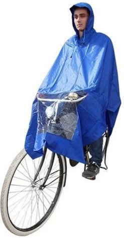 Poncho Regenponcho - Fietsponcho Fiets - Koplampproof Transparant - One Size Unisex Blauw