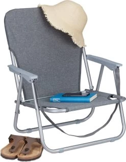Relaxdays Strandstoel Opvouwbaar - Set Van 2 - Lage Campingstoel - Kampeerstoel Leuning - Grijs -Sport Buiten 930x1200