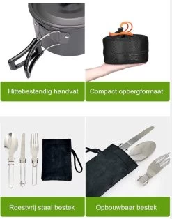 Hikr® Camping Pannenset - Complete 22-delige Kookset - Lichtgewicht - Kookgerei Servies - Outdoor - BPA-vrij - Keukengerei Set -Sport Buiten 945x1200