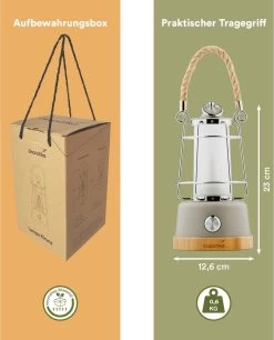 Skandika Kiruna LED-Lamp – Tentlampen – Campinglampen – Buiten Lantaarn – Buitenverlichting – Buiten Lamp - Retro Outdoor Camping Lamp Met Powerbank, Traploos Dimbaar, Draadloos, Oplaadbare Batterij, USB, Warm En Koud Wit, 75h Lichtduur – Beige -Sport Buiten 968x1200