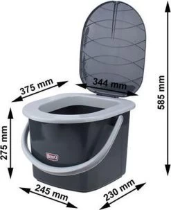 Branq Toiletemmer Draagbaar Met Deksel - 15,5L - Antraciet -Sport Buiten 977x1200